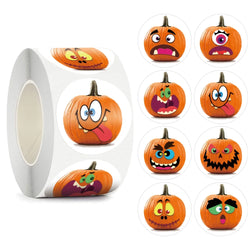 100-500pcsHalloween Pumpkin Ghost Round Handmade Packaging Sealing Label Sticker DIY Halloween Gift Stickers Halloween Decor (Online Order Only)