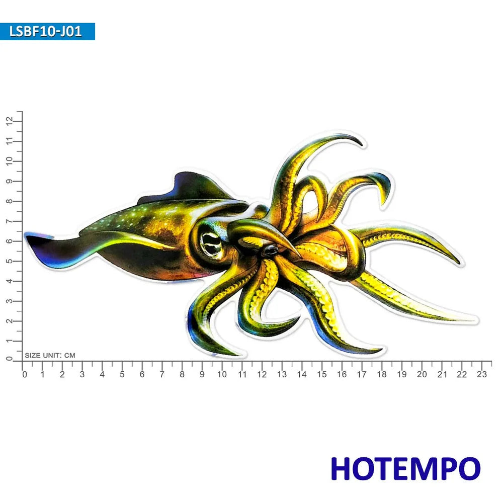 7.87inch 20cm Laser Big Size Sea Fish Squid Yellowfin Bluefin Perch Holographic Stickers for Fisherman Boats Luggage Car Sticker (ONLINE ORDER ONLY)