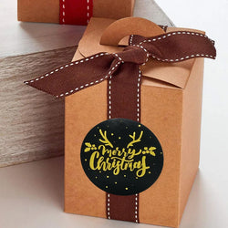 Merry Christmas Stickers 100-500pcs Round Golden Plated Stickers Gift Candy Box Homemade Cookies Bag Sealing Decoration Decals (Online Order Only)