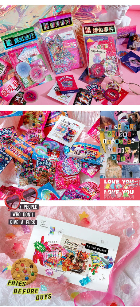 45Pcs/lot Neon Light Garden Series Laser Stickers Girl Scrapbooking Stick Label Diary Album Sticker Personalized Stationery Gift (Online Order Only)