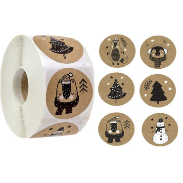 100-500pcs 6 Designs 1 Inch Christmas Theme Seal Labels Stickers For DIY Gift Baking Package Envelope Stationery Decoration (ONLINE ORDER ONLY)