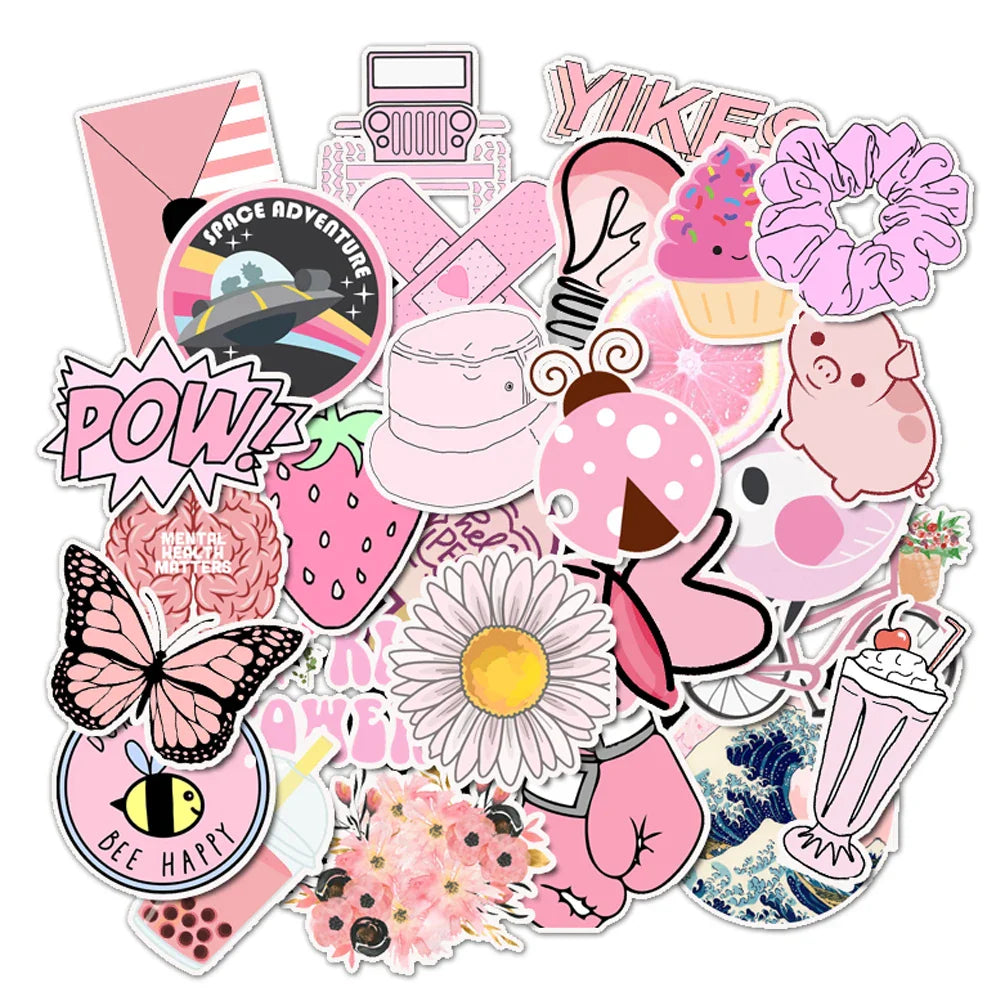 50 PCS/Pack VSCO Girl Stickers Waterproof Cool Stickers For Skateboard Laptop Suitcase Motorcycle Car Decal Toys For Children (Online Order Only)