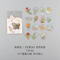 45pcs/pack Cute Flower Ribbon Decorative Stationery Stickers kawaii dog Scrapbooking DIY Diary Album Stick Lable (Online Order Only)