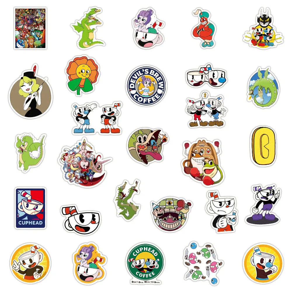 10/30/50pcs Cuphead Show Video Game Sticker Packs (ONLINE ORDER ONLY)