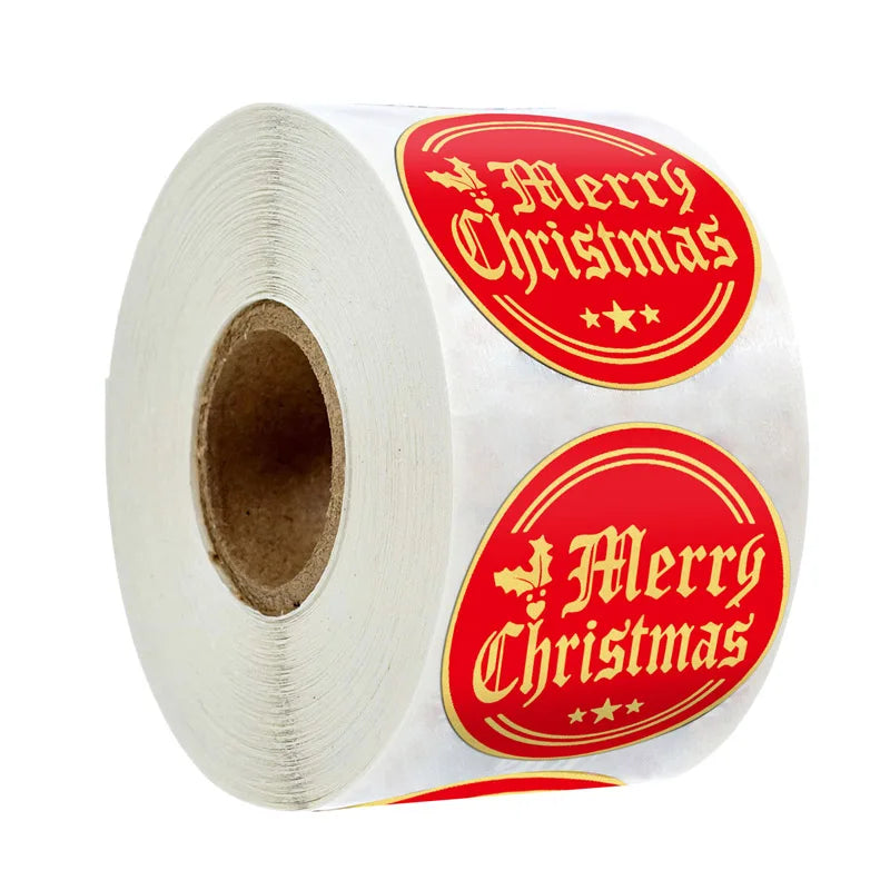 100-500pcs Color Snowflake Merry Christmas Sticker Gift Envelope Sealing Label Decoration Stationery Sticker 2.5cm (ONLINE ORDER ONLY)