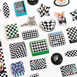 40Pcs Retro Grid Animals Decorative Stickers Scrapbooking Stick Label Diary Album Stickers Kawaii Stationery Cell Phone Stickers (ONLINE ORDER ONLY)