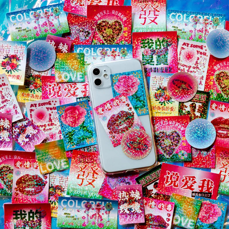 45Pcs/lot Neon Light Garden Series Laser Stickers Girl Scrapbooking Stick Label Diary Album Sticker Personalized Stationery Gift (Online Order Only)