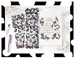 Kawaii Black White Cow Ribbon Stickers DIY Craft Scrapbooking Stick Label  Album Journal Planner Stationery Sticker (ONLINE ORDER ONLY)