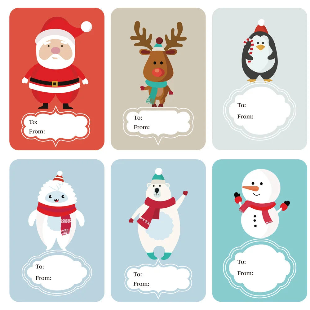 250pcs/roll 6 Designs Adhesive Christmas Gift Name Tags Present Seal Labels 2*3 inch Christmas Decals Gift Package XMAS Stickers (ONLINE ORDER ONLY)
