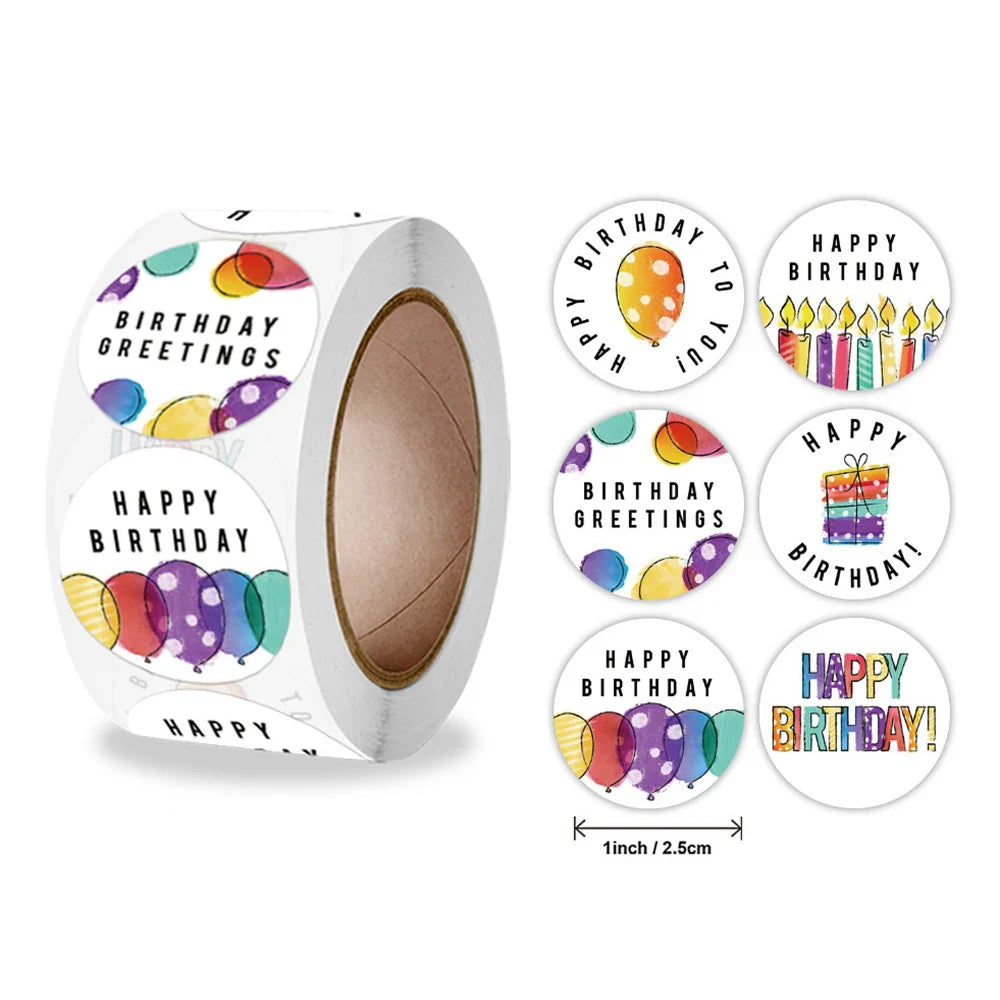 100-500pcs Happy Birthday stickers Gift packaging Sealing Label DIY Party decoration Self-adhestive Handmade Stationery Sticker (ONLINE ORDER ONLY)