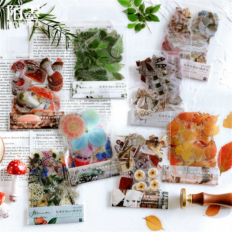 40Pcs/Bag Plant Flower Mushroom Ginkgo Pet Deco Diary Stickers Scrapbooking Planner Decorative Stationery Stickers Diy Photo (ONLINE ORDER ONLY)