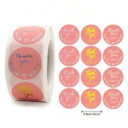500 Pcs/roll Pink Hot Stamping Thank You Sealing Sticker Self-adhesive Film Sticker A Roll Of Various Hot Stamping Sticker (ONLINE ORDER ONLY)