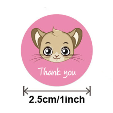 100-500pcs Cartoon Sticker 8 Cute Animal Thank You Stickers for DIY Scrapbooking Stationery Girl or Boy Kids Gifts Seal Labels (ONLINE ORDER ONLY)