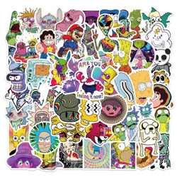 10/30/52Pcs  Psychedelic aesthetic mixed cartoon character  Skateboard Travel Suitcase Phone Laptop Luggage Stickers DIY Kids (ONLINE ORDER ONLY)