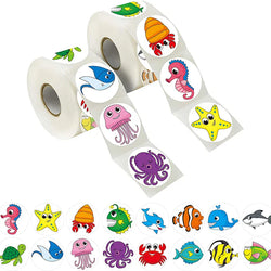 500/1000pcs Reward Stickers Children Kids Cartoon Zoo Farm Ocean Animals Learnging Euducation Scrapbook Sticker Roll Labels Gift (ONLINE ORDER ONLY)