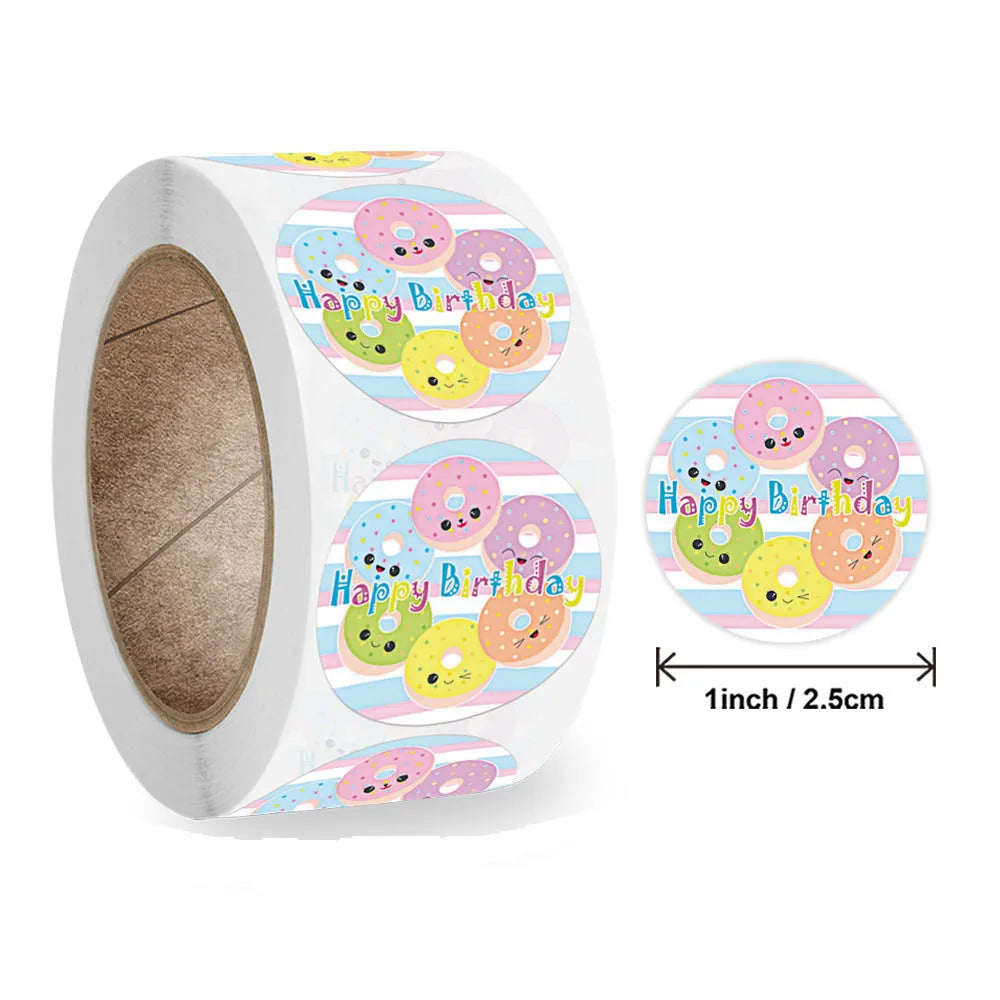 100-500pcs Happy Birthday stickers Gift packaging Sealing Label DIY Party decoration Self-adhestive Handmade Stationery Sticker (ONLINE ORDER ONLY)