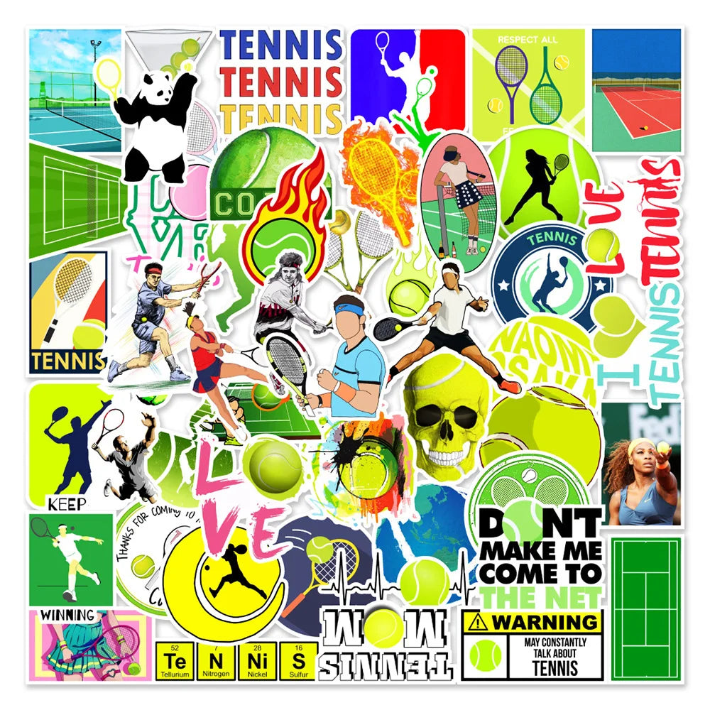 Green Tennis Stickers Set: Fridge, Laptop, Luggage, Skateboard Decals (Online Order Only)