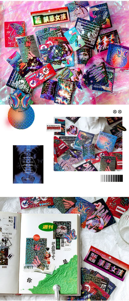 45Pcs/lot Neon Light Garden Series Laser Stickers Girl Scrapbooking Stick Label Diary Album Sticker Personalized Stationery Gift (Online Order Only)
