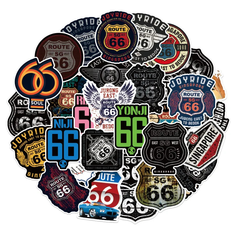 10/30/50PCS Route 66 the Main Street of America Sticker Packs (ONLINE ORDER ONLY)