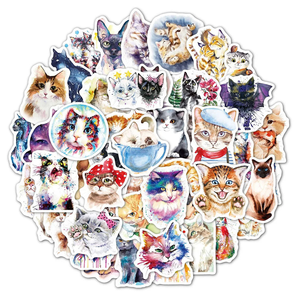 Cute Cartoon Cat Stickers for Luggage, Laptop, Bike - 10/30/50PCS (ONLINE ORDER ONLY)