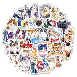 Cute Cartoon Cat Stickers for Luggage, Laptop, Bike - 10/30/50PCS (ONLINE ORDER ONLY)