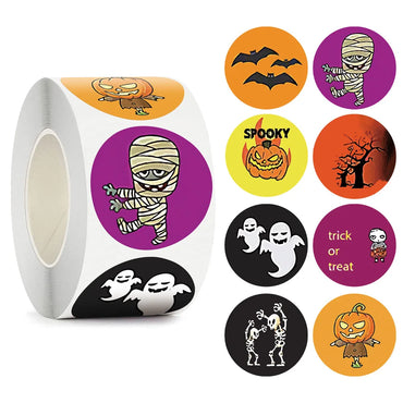 100-500pcs Halloween Pumpkin Ghost Sticker Packaging Sealing Label Sticker 1inch Gift Stickers Labels Horror Creation Decoration (Online Order Only)