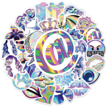 Holographic Laser Gradient Stickers - 10/30/50/100pcs for Party, Bike, Helmet, Kettle (Online Order Only)