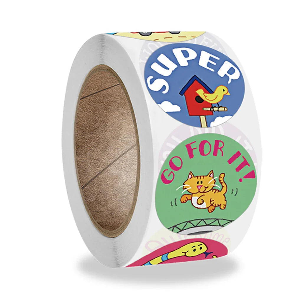 100-500pcs 1inch Reward Stickers Encouragement Sticker for Kids Motivational Stickers with Cute Animals for Students Teachers (Online Order Only)