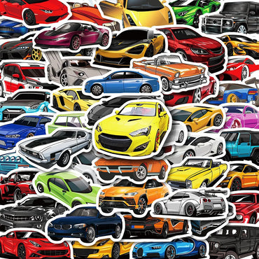 10/30/50/100PCS Retrofit Racing Sports Car Waterproof Stickers Cartoon Graffiti Decals Kids Toy Luggage Laptop Bike Car Sticker (ONLINE ORDER ONLY)