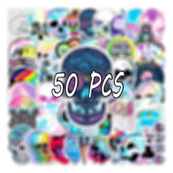 Holographic Skull Stickers 10/30/50PCS Guitar Helmet Luggage DIY Decal (Online Order Only)