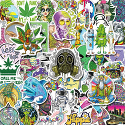 10/30/50PCS Funny Characters Leaves Weed Smoking Graffiti Stickers Laptop Guitar Phone Luggage Car Cool Waterproof Sticker Decal (ONLINE ORDER ONLY)