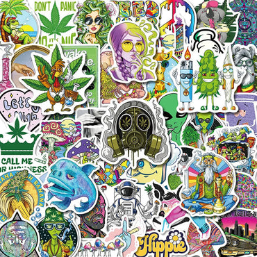10/30/50PCS Funny Characters Leaves Weed Smoking Graffiti Stickers Laptop Guitar Phone Luggage Car Cool Waterproof Sticker Decal (ONLINE ORDER ONLY)