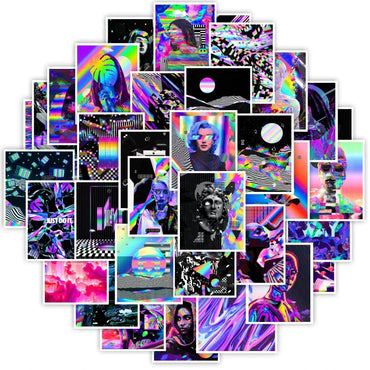 10/30/50PCS Cartoon Psychedelic Art Aesthetic Stickers Graffiti Decals Skateboard Laptop Phone Bike Car Cool Toy Sticker for Kid (ONLINE ORDER ONLY)