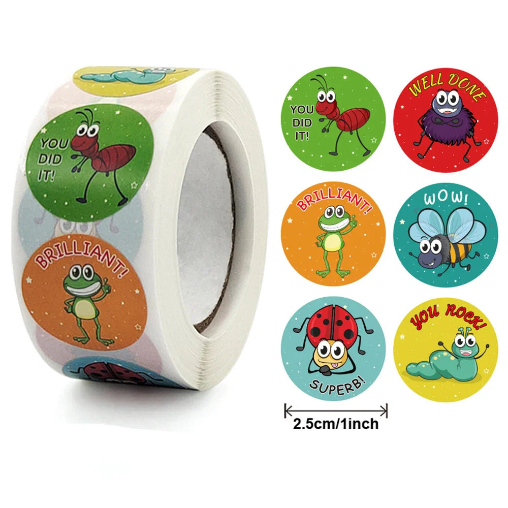 100-500pcs 8 Styles Round Cartoon Animal Reward Stickers Kids Party Handmade Scrapbooking Gift Packaging Seal Label (Online Order Only)