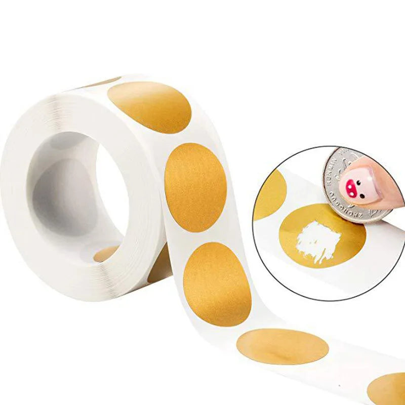 50-300Pcs/Roll Golden Scratch Off Stickers Round Shape Labels Sticker DIY Handmade For Game Scratch Sticker Labels Stationery (ONLINE ORDER ONLY)