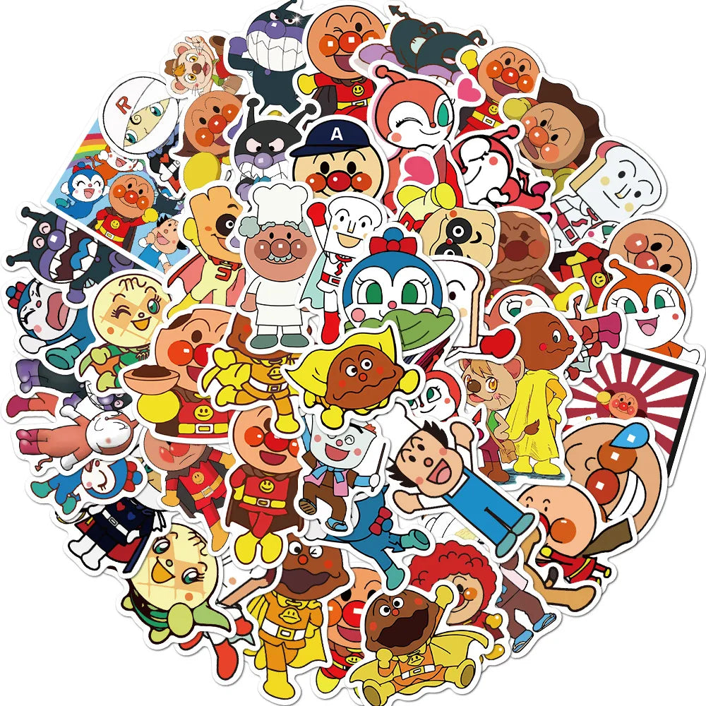 Anpanman Cartoon Stickers 10/30/50pcs Waterproof Decals for Kids - Suitcase, Skateboard, Laptop, Phone, Car (ONLINE ORDER ONLY)
