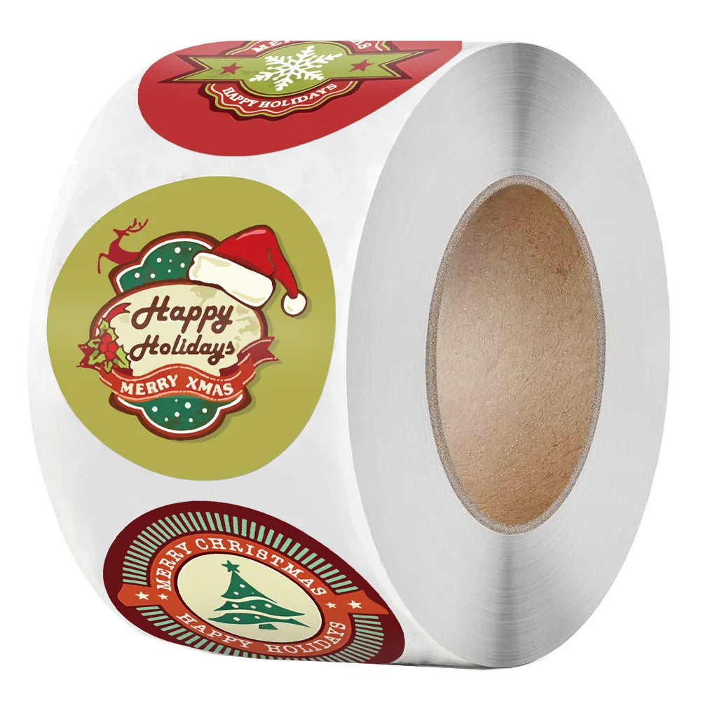 100-500Pcs New 1 Inch Christmas Theme Seal Labels Stickers For DIY Gift Baking Package Envelope Stationery Decoration (ONLINE ORDER ONLY)