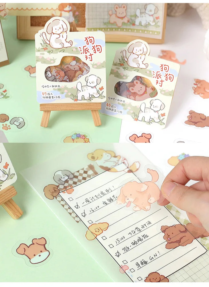 45pcs/pack Cute Flower Ribbon Decorative Stationery Stickers kawaii dog Scrapbooking DIY Diary Album Stick Lable (Online Order Only)