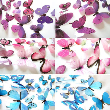 3D Butterfly Wall Stickers - 12 Pcs Home Decor PVC Decals (Online Order Only)