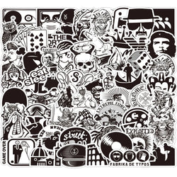 Black & White Cool Stickers: Laptop, Guitar, Luggage, Phone, Bike, Waterproof Decals (10/30/60PCS) (Online Order Only)