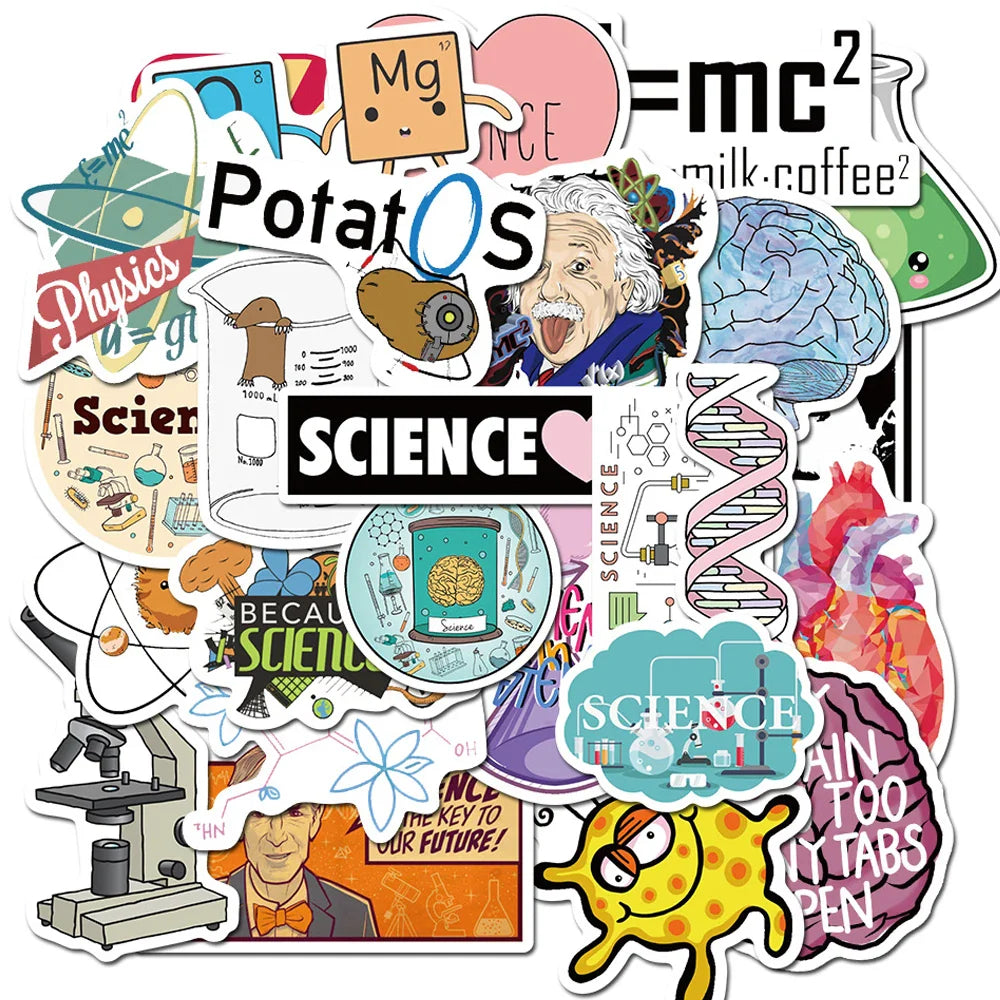 Science Lab Stickers Waterproof Decals for Students - 10/30/50PCS (Online Order Only)