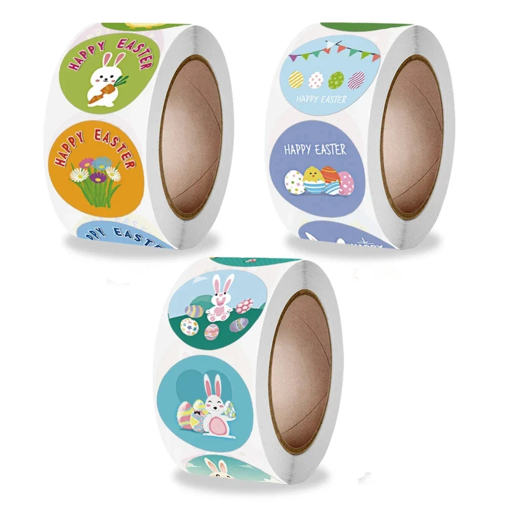 Stickers 500 Pcs/roll Easter Cute Toy Sticker Seal Sticker Thanks Handmade Crafts Decoration Sticker Label (ONLINE ORDER ONLY)