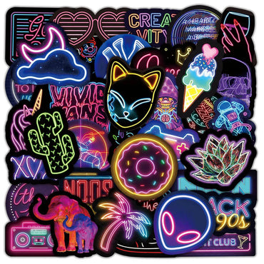 10/30/50/100PCS Cartoon Neon Light Graffiti Sticker Packs (ONLINE ORDER ONLY)