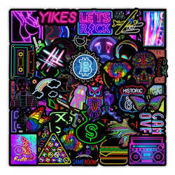 10/30/50/100PCS Cartoon Neon Light Graffiti Stickers Aesthetic Car Skateboard Laptop Phone Bike Cool Toy Decal Sticker for Kids (Online Order Only)