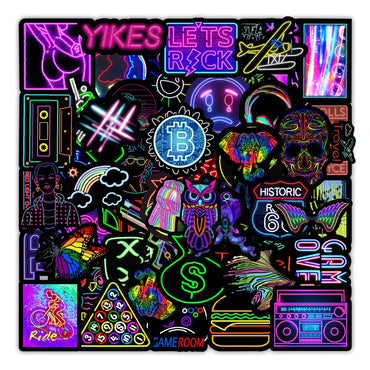 10/30/50/100PCS Cartoon Neon Light Graffiti Stickers Aesthetic Car Skateboard Laptop Phone Bike Cool Toy Decal Sticker for Kids (Online Order Only)