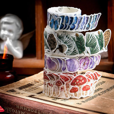 100PCs/Roll Masking Washi Tape Mushroom Butterfly Flower Adhesive Tape Stationery Decoration DIY Scrapbooking Sticker Label (ONLINE ORDER ONLY)
