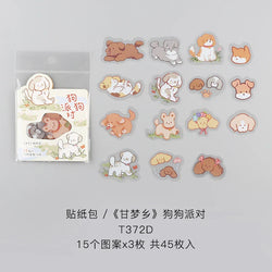 45pcs/pack Cute Flower Ribbon Decorative Stationery Stickers kawaii dog Scrapbooking DIY Diary Album Stick Lable (Online Order Only)