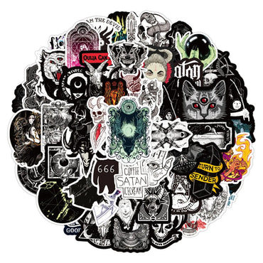 10/30/50pcs Cool Witch Demon Gothic Graffiti Stickers Aesthetic Art Decals Scrapbook Laptop Guitar Phone Car Sticker Kids Toy (ONLINE ORDER ONLY)