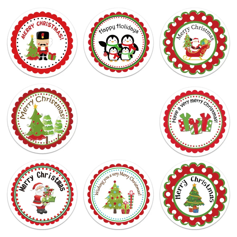 100-500Pcs White Merry Christmas Label Stickers for Card Gift Package Wrapping Festival Party Baking Small Business 1inch (Online Order Only)