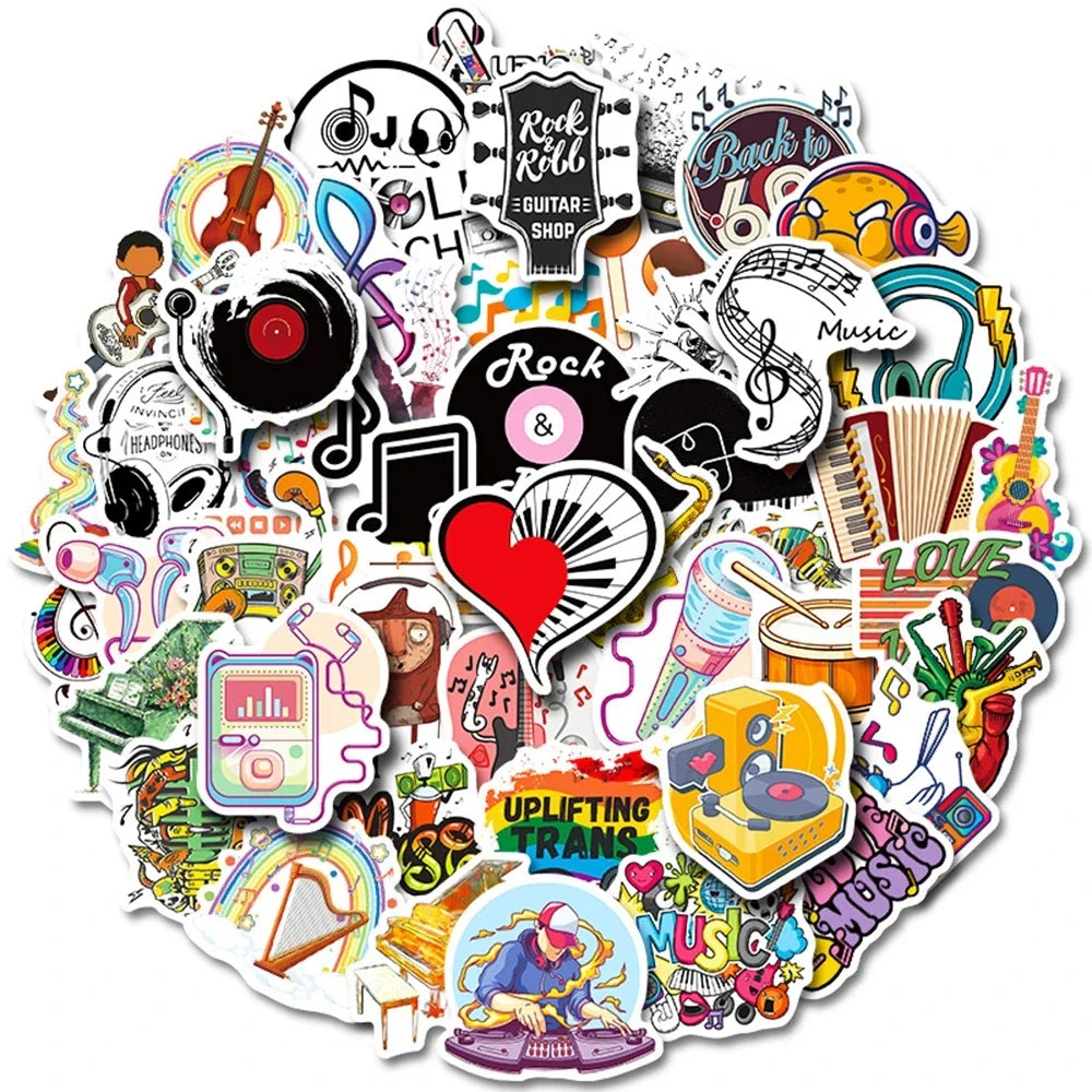 10/30/50PCS Punk Rock Band Music Graffiti Stickers Decals Laptop Travel Luggage Bike Skateboard Phone Car Cartoon Cool Sticker (ONLINE ORDER ONLY)